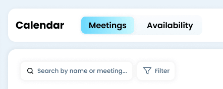 The Meetings and Availability tabs at the top of the Calendar page