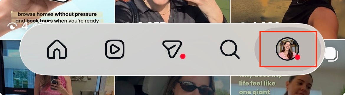 Tap your profile picture to open your profile